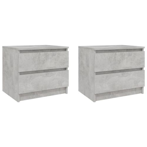Vidaxl Tables De Chevet 2 Pcs Gris Béton 50x39x43,5 Cm Aggloméré