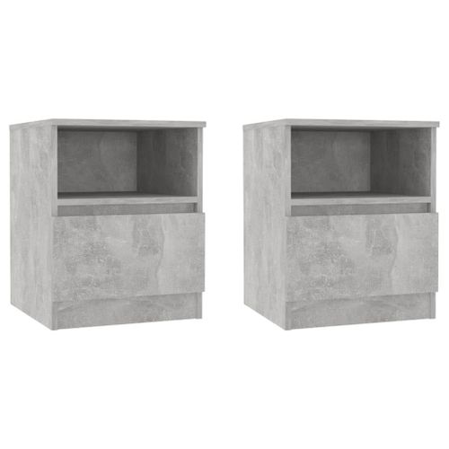 Vidaxl Tables De Chevet 2 Pcs Gris Béton 40x40x50 Cm Aggloméré