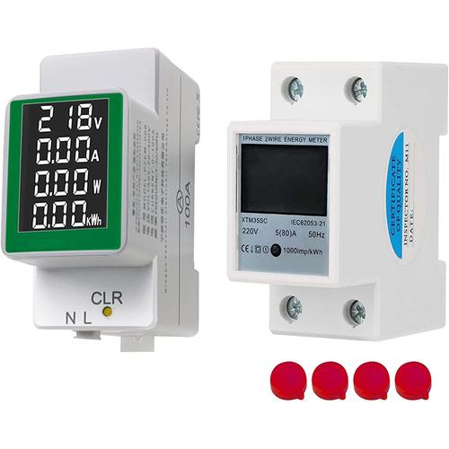 Appareils Domestiques AC, Compteur Électrique 1-Phase 220V 5(80) A 2P  DIN-Rail Compteur d'énergie Électrique AC50-300V/100A avec Affichage LCD