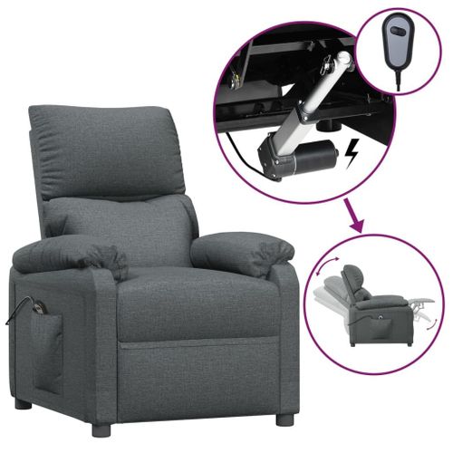 Vidaxl Fauteuil Tv Inclinable Électrique Gris Foncé Tissu