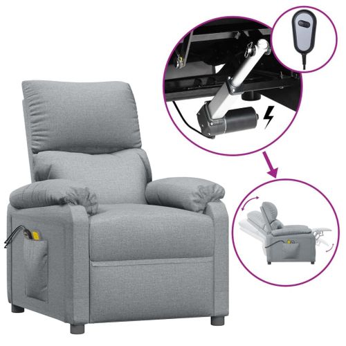 Vidaxl Fauteuil De Massage Inclinable Électrique Gris Clair Tissu