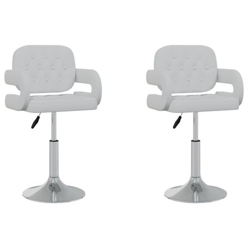 Vidaxl Chaises Pivotantes De Salle À Manger 2 Pcs Blanc Similicuir