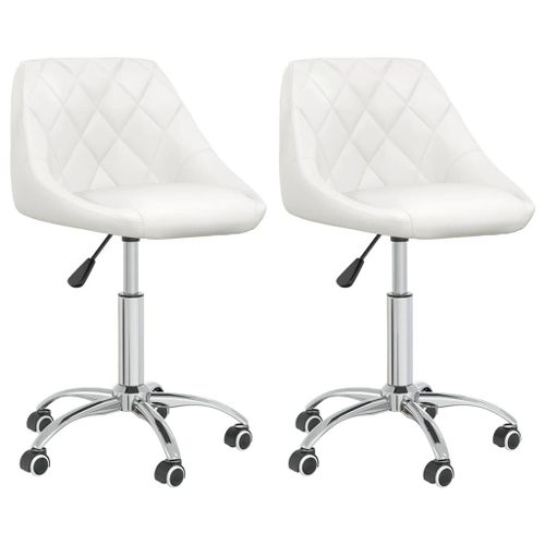 Vidaxl Chaises Pivotantes De Salle À Manger 2 Pcs Blanc Similicuir