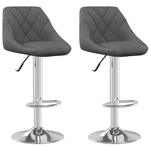 Vidaxl Tabourets De Bar 2 Pcs Gris Foncé Velours