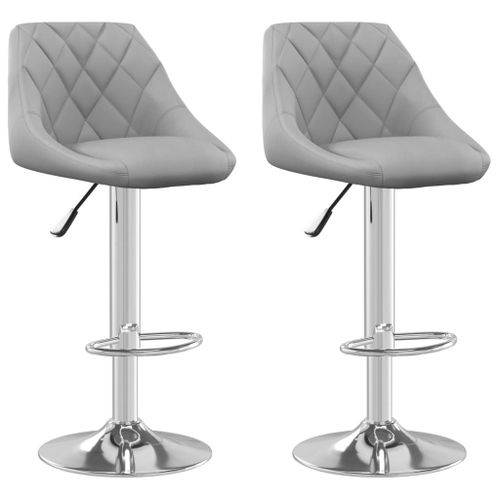 Vidaxl Tabourets De Bar 2 Pcs Gris Clair Velours