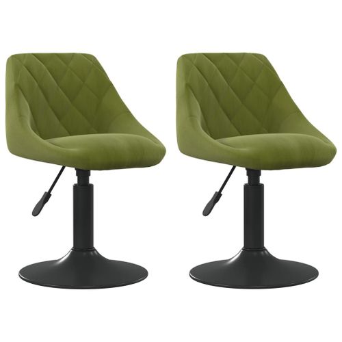 Vidaxl Chaises Pivotantes De Salle À Manger 2 Pcs Vert Clair Velours