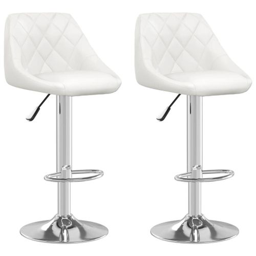 Vidaxl Tabourets De Bar 2 Pcs Blanc Similicuir