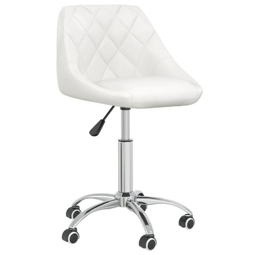 Vidaxl Chaise Pivotante De Bureau Blanc Similicuir