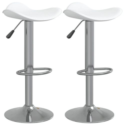 Vidaxl Tabourets De Bar 2 Pcs Blanc Acier Chromé Et Cuir Artificiel
