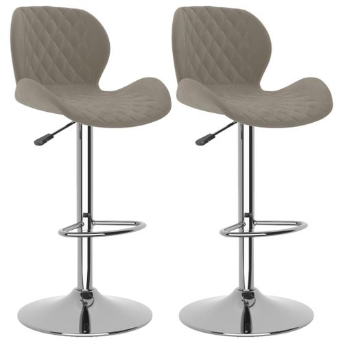 Vidaxl Tabourets De Bar 2 Pcs Gris Clair Velours