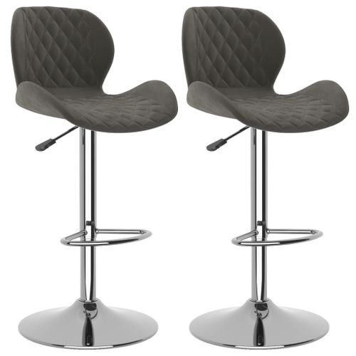 Vidaxl Tabourets De Bar 2 Pcs Gris Foncé Velours