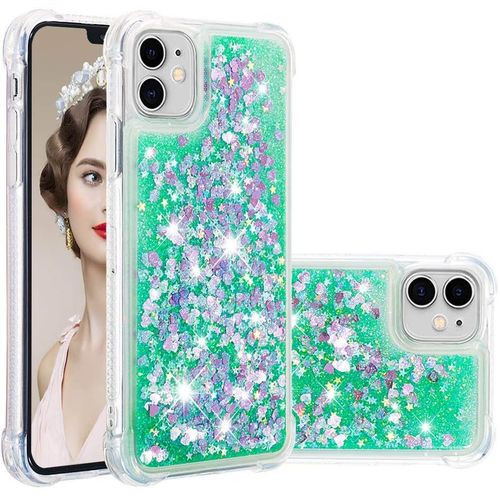 Coque Pour Apple Iphone 11, Coin Airbag Antichute Sables Mouvants Coque Tpu Bumper Sparkle Case Compatible Avec Iphone 11. Ybw Love Green