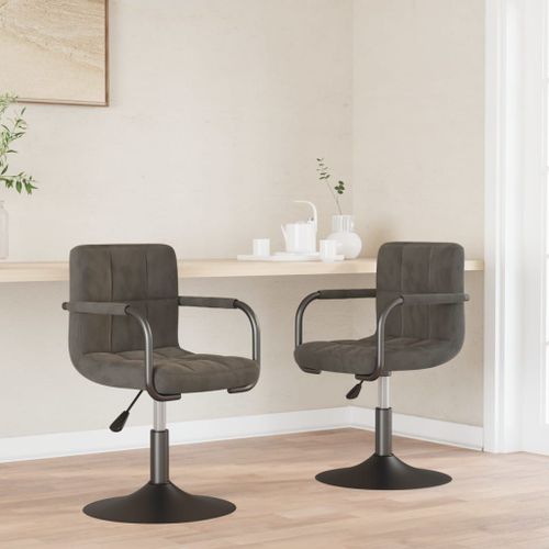 Vidaxl Chaises Pivotantes De Salle À Manger 2 Pcs Gris Foncé Velours