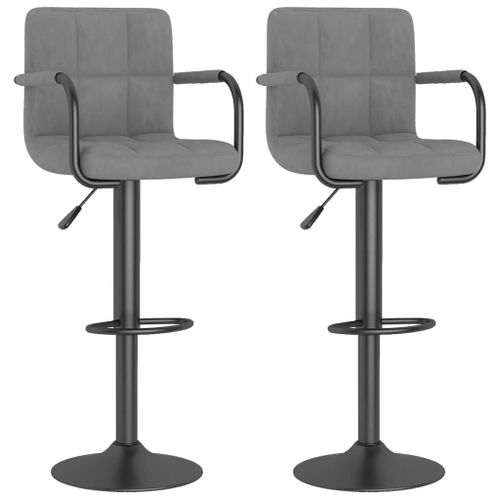 Vidaxl Tabourets De Bar 2 Pcs Gris Clair Velours