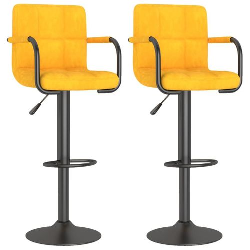Vidaxl Tabourets De Bar 2 Pcs Jaune Moutarde Velours