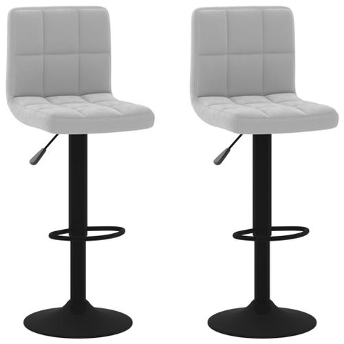 Vidaxl Tabourets De Bar 2 Pcs Gris Clair Velours