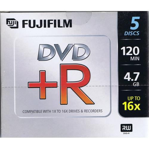 Pack de 5 DVD-R Fujifilm en boitier cristal sous cellophane