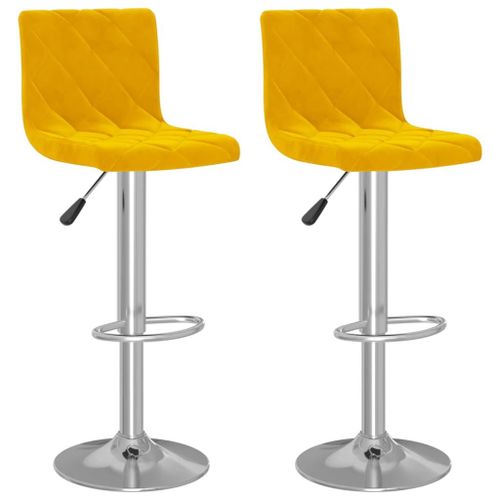 Vidaxl Tabourets De Bar 2 Pcs Jaune Moutarde Velours