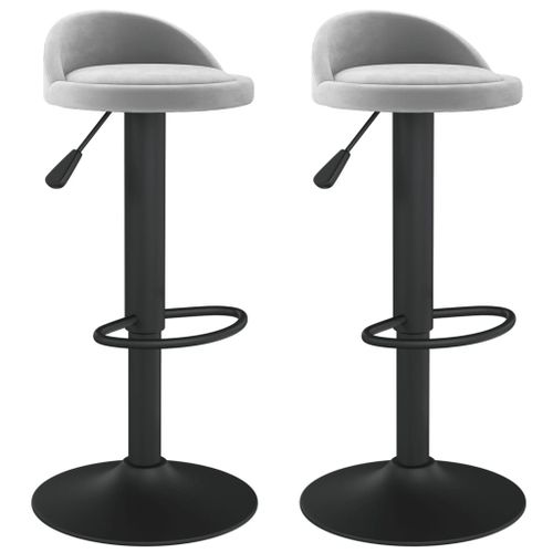 Vidaxl Tabourets De Bar 2 Pcs Gris Clair Velours