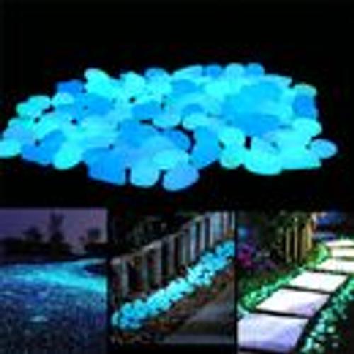 Lot De 100 Pierres Phosphorescentes Gravier Lumineux Pour Jardin Pierres De Marche Lumineuses Pour Jardin Galets Décoratifs Lumineux Pour Jardin, Aquarium, Allée, Cour Bleu