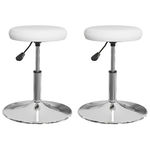 Vidaxl Chaises De Salle À Manger 2 Pcs Blanc Similicuir