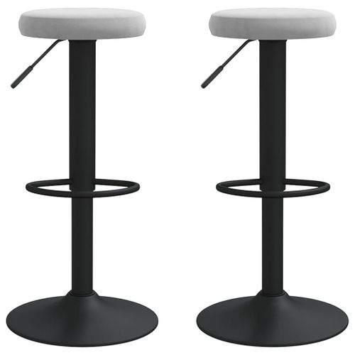 Vidaxl Tabourets De Bar 2 Pcs Gris Clair Velours