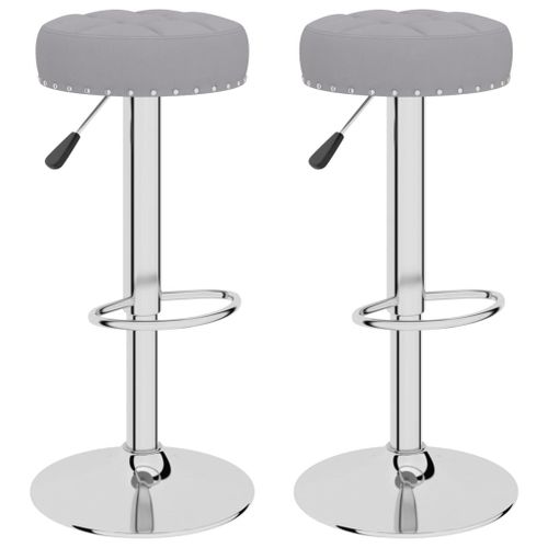 Vidaxl Tabourets De Bar 2 Pcs Gris Tissu