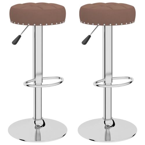 Vidaxl Tabourets De Bar 2 Pcs Marron Tissu