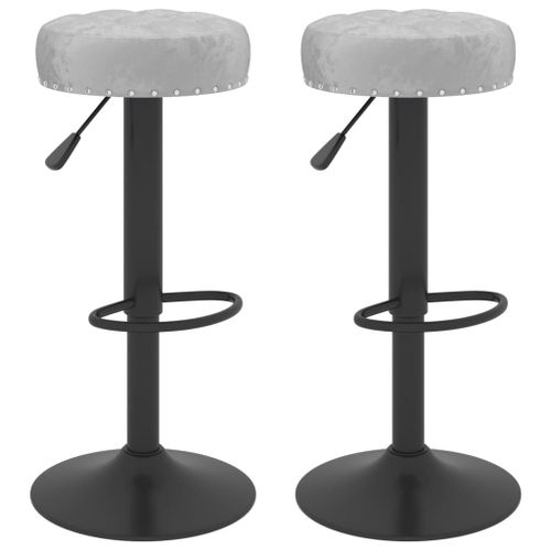 Vidaxl Tabourets De Bar 2 Pcs Gris Velours