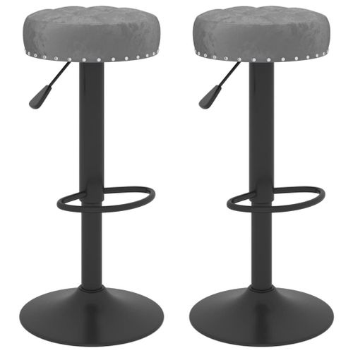 Vidaxl Tabourets De Bar 2 Pcs Gris Foncé Velours