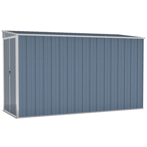 Vidaxl Abri De Jardin Mural Gris 118x288x178 Cm Acier Galvanisé