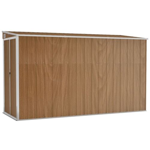 Vidaxl Abri De Jardin Mural Marron 118x288x178 Cm Acier Galvanisé