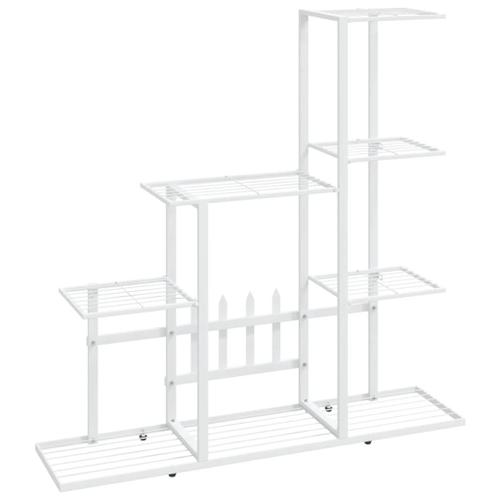 Vidaxl Support Pour Plantes 94,5x25x88 Cm Blanc Métal