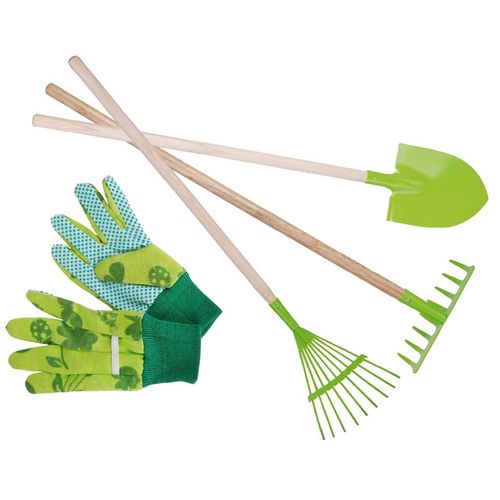 Kit Petit Jardinier Accessoires Pour Enfant En Métal Gants + Grands Outils