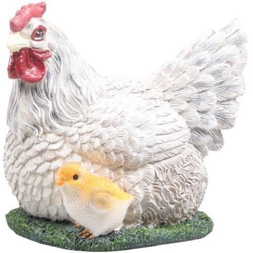 Poule Couvant Avec Poussin En Résine 17 X 23 X 19 Cm
