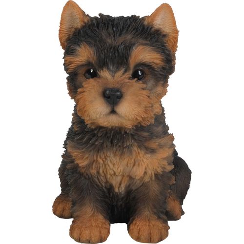 Chiot Yorkshire Assis En Résine 16 Cm