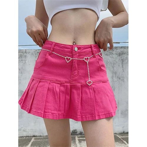 Mini Jupe Plissée En Denim Pour Femme,Style Harajuku Punk Y2k,Taille Haute,À Volants,Mode Coréenne,Été