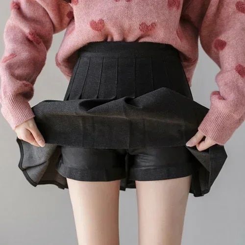 Jupe Courte Plissée Pour Femme,Pantalon De Ligne A Haute,Mince Et Polyvalent,Décontracté,Nouvelle Mode,Automne Et Hiver