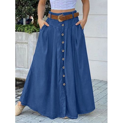 Zanzea-Jupe Longue À Lèvent Pour Femme,Tenue D'été Décontractée,Taille Haute,Éducative,Couleur Unie,2023