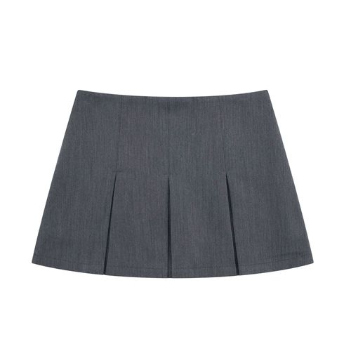 Mini-Jupes Plissées À Rayures Pour Femmes,Jupes Courtes,Streetwear,Rétro,Américain,Solide,Vintage,Blogueur,Sexy,Pb & Za,Gris,Noir,7385524