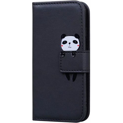Coque Iphone 5,Housse Iphone 5s,Etui En Cuir Synthetique Portefeuille Les Dessins Animes Panda,Ave Fonction Support,Antichoc Tpu,Pour Iphone 5/5s(4.0""),Noir