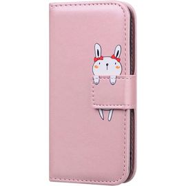 Coque Iphone 7 Plus,Housse Iphone 8 Plus,Etui En Cuir Synthetique Portefeuille Les Dessins Animes Lapin,Ave Fonction Support,Antichoc Tpu,Pour Iphone 7 Plus/8 Plus(5.5""),Rose