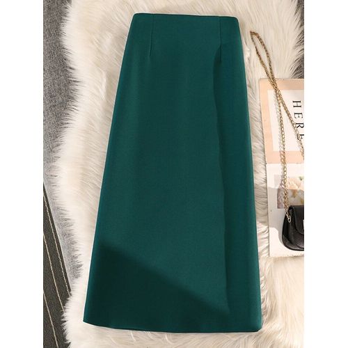 Jupes Crayon Mi-Longues Taille Haute Pour Femmes Avec Fente Arrière,Élégante,Droite,Bureau,Dame,Haute Qualité,Nouvelle Marque,Mode,2024