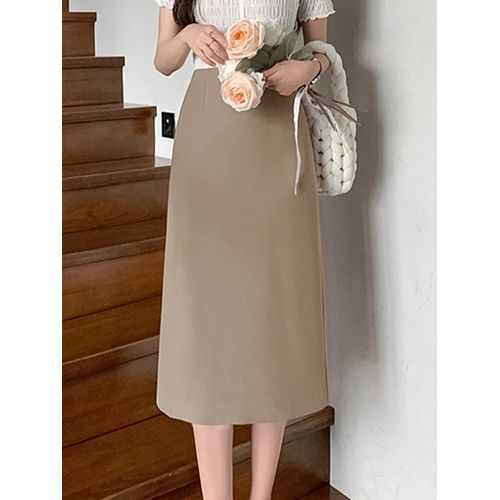 Jupes Crayon Mi-Longues Taille Haute Pour Femmes Avec Fente Arrière,Élégante,Droite,Bureau,Dame,Haute Qualité,Nouvelle Marque,Mode,2024