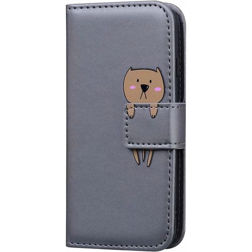 Coque Samsung Galaxy A52,Housse Galaxy A52s 5g,Etui En Cuir Synthetique Portefeuille Les Dessins Animes Ours,Ave Antichoc Tpu,Pour Galaxy A52 4g/A52 5g/A52s 5g(6.5""),Gris