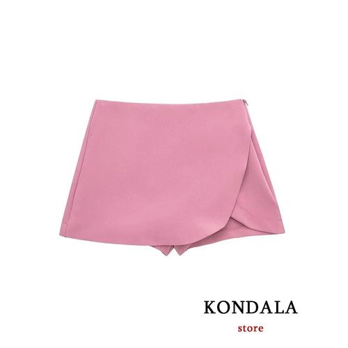 Kondala-Mini Jupes Décontractées Pour Femmes,Taille Haute,Poches Arrière,Jambes Larges,Fermeture Éclair,Mode Féminine,2024