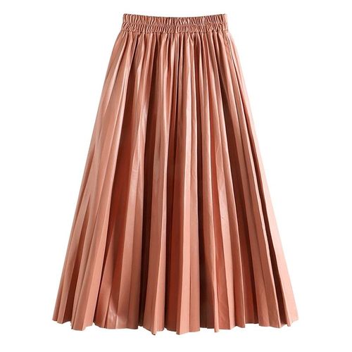 Jupes Longues Plissées En Faux Cuir Pu Pour Femmes,Taille Haute,Parapluie Assorti Avec Tout,Chic,Automne Hiver 2022