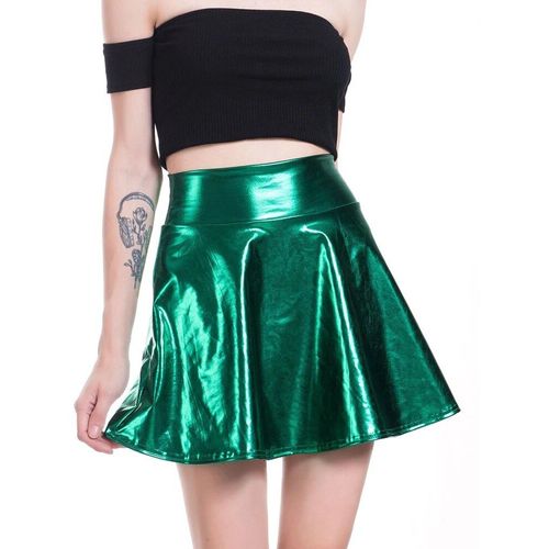 Jupe Patineuse Plissée,Taille Haute,Pour Femmes,Fête Décontractée,Mini,Or,Argent,Noir,Clubwear,Danse