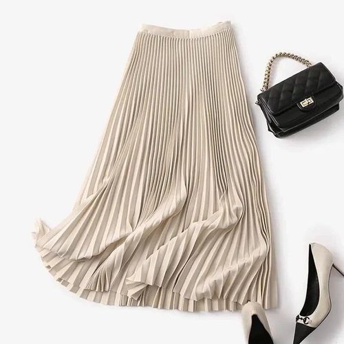 Yitimoky-Jupes Longues Plissées Pour Femmes,Bande Élastique Chic,Mode Trapèze,Bureau Élégant,Dames,Jupe Mi-Longue De Luxe,Printemps,Automne
