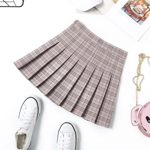 Jupe Plissée À Carreaux De Style Preppy Pour Femme,Uniforme Taille Haute Chic,Brev,Harajuku